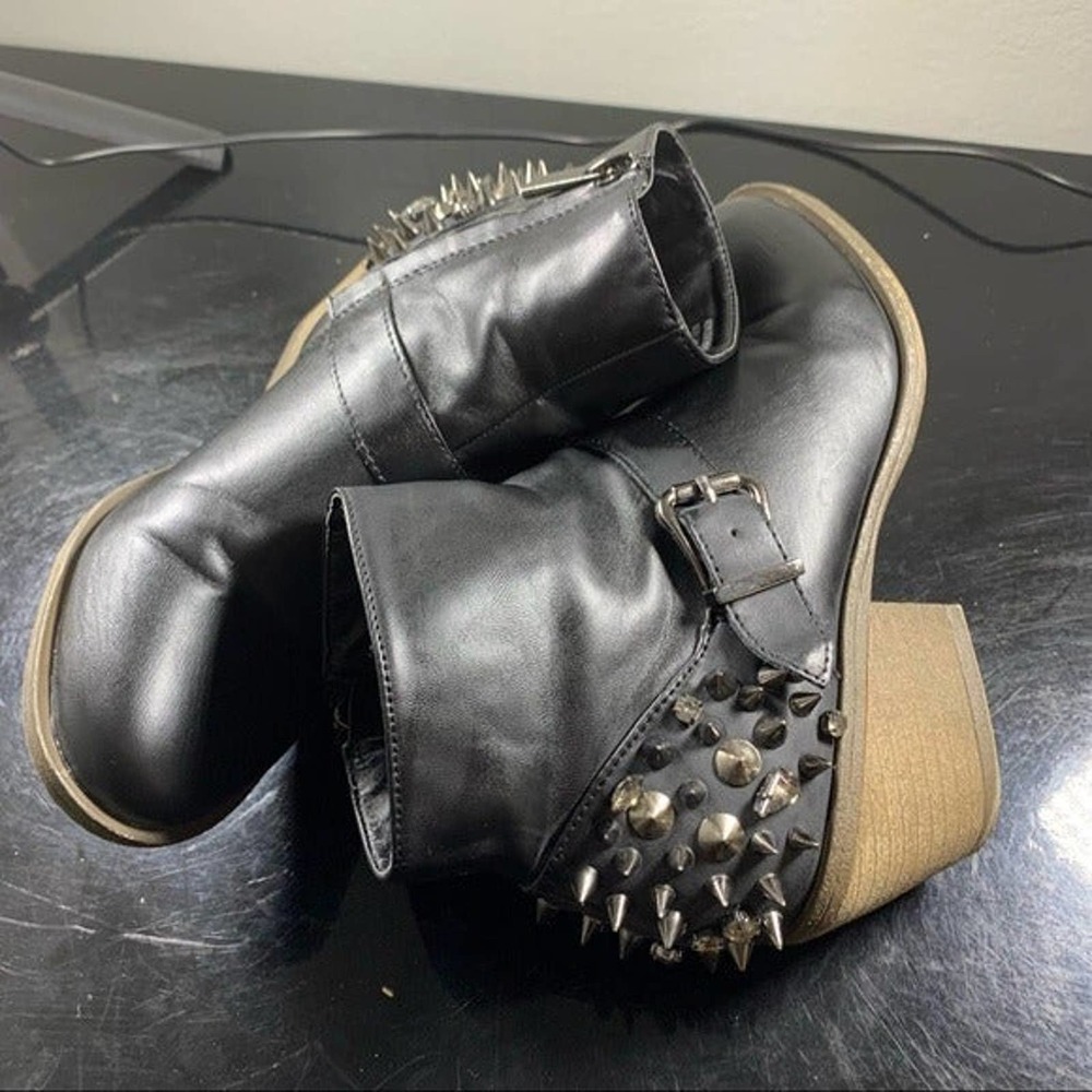 Therapy Women’s Fashion Bootie with Biker Spikes & Bling Size US 5.